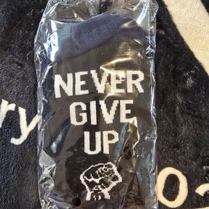 Never Give Up Black Graphic Socks